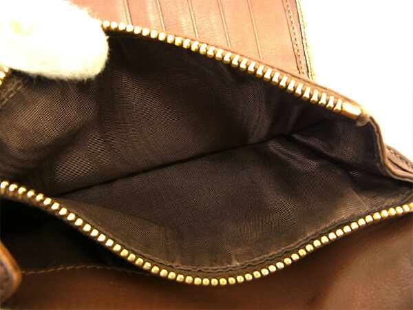 【ブラックフライデー30%OFFクーポン】ミュウミュウ 三つ折り財布 レディース クロコダイル型押し ブラウン系×ベージュ 中古_画像5