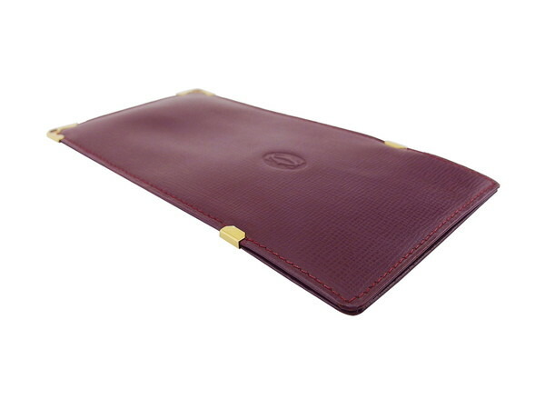 【ブラックフライデー30%OFFクーポン】カルティエ CARTIER メガネケース マストライン ボルドー×ゴールド レディース 中古_画像2