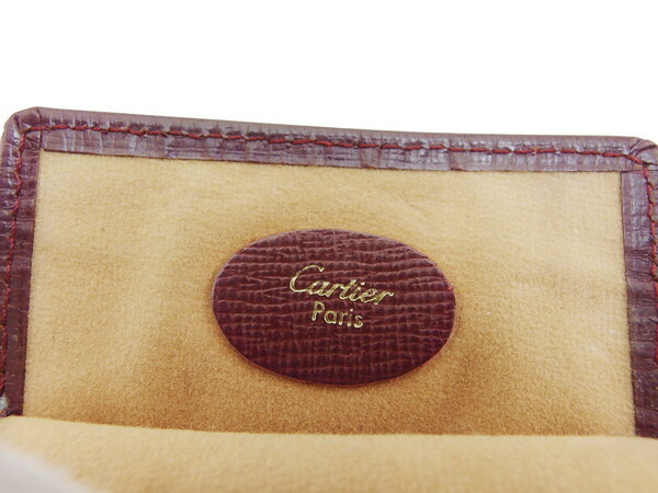 【ブラックフライデー30%OFFクーポン】カルティエ CARTIER メガネケース マストライン ボルドー×ゴールド レディース 中古_画像5