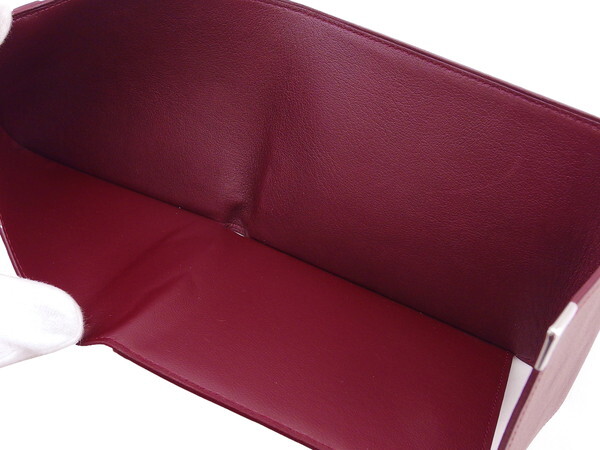 【ブラックフライデー30%OFFクーポン】カルティエ CARTIER 札入れ ボルドー×シルバー レディース 中古_画像5
