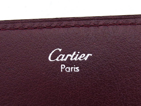 【ブラックフライデー30%OFFクーポン】カルティエ CARTIER 札入れ ボルドー×シルバー レディース 中古_画像7