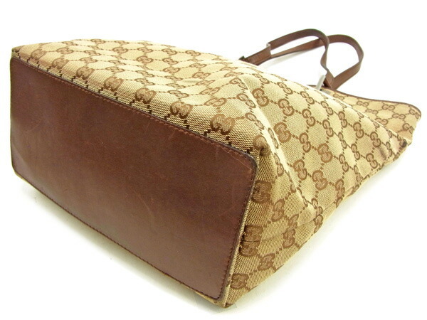 【ブラックフライデー30%OFFクーポン】グッチ GUCCI トートバッグ GGキャンバス ブラウン×ベージュ レディース 中古_画像3