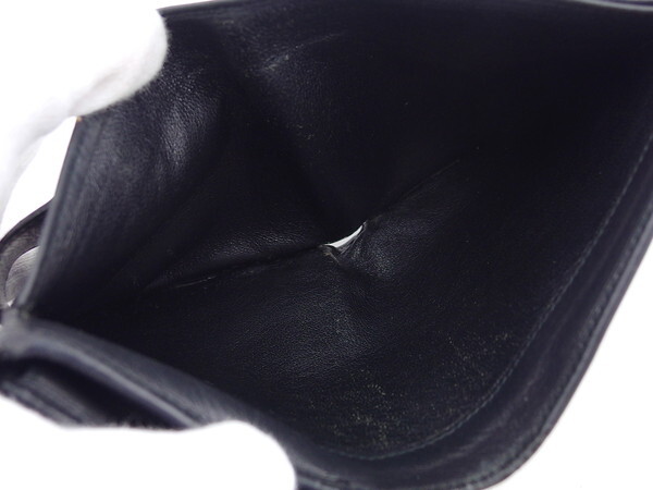 【ブラックフライデー30%OFFクーポン】グッチ GUCCI 三つ折り財布 ブラック×真鍮シルバー レディース 中古_画像5