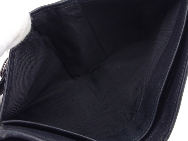 【ブラックフライデー30%OFFクーポン】グッチ GUCCI 三つ折り財布 ブラック×真鍮シルバー レディース 中古_画像6