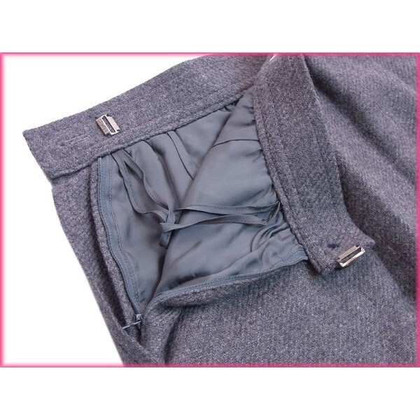 【30%OFFクーポン】イヴ・サンローラン スカート ヒザ丈 レディース ♯Mサイズ タイトシルエット グレー 中古_画像4