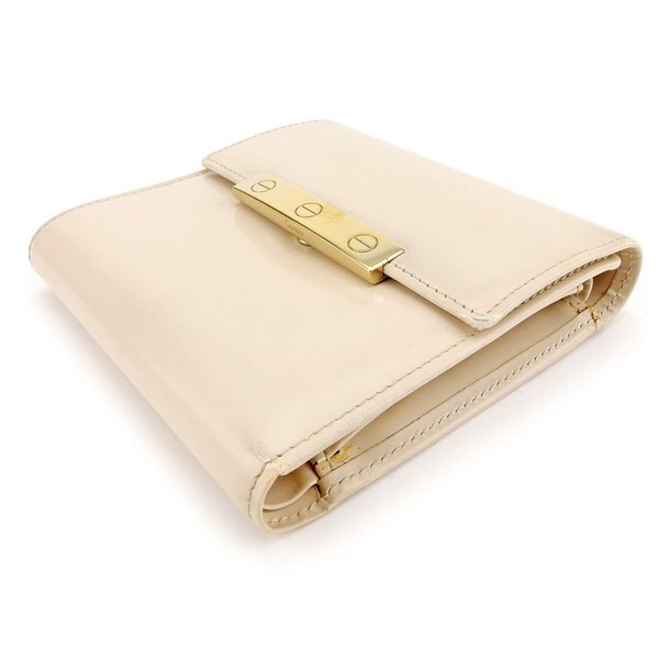 【30%OFFクーポン】カルティエ CARTIER 三つ折り財布 ラブコレクション ベージュ レディース 中古_画像2