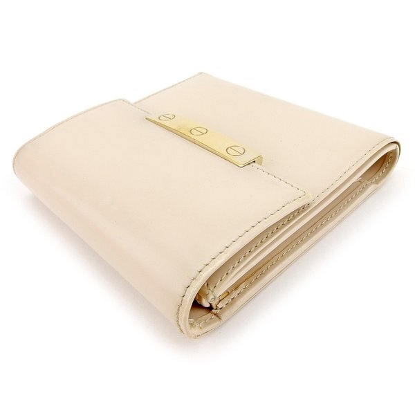 【30%OFFクーポン】カルティエ CARTIER 三つ折り財布 ラブコレクション ベージュ レディース 中古_画像3