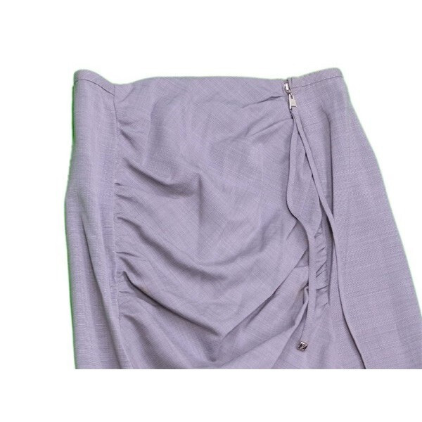 【30%OFFクーポン】ルイ ヴィトン スカート 後リボン付き レディース ♯38サイズ シャーリング グレー×シルバー 中古_画像3