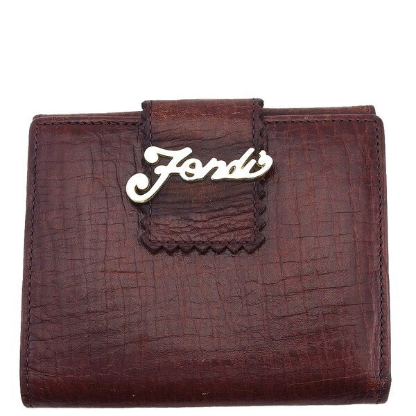 【ブラックフライデー30%OFFクーポン】フェンディ FENDI 三つ折り財布 ブラウン×ゴールド レディース 中古_画像1