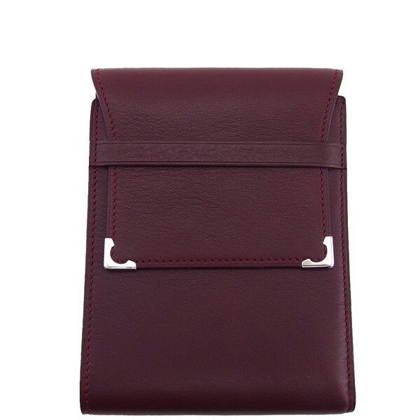 【ブラックフライデー30%OFFクーポン】カルティエ CARTIER 札入れ ボルドー×シルバー レディース 中古_画像1