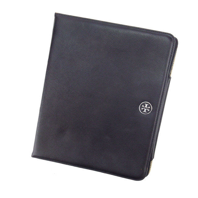 【30%OFFクーポン】トリバーチ iPadケース アイパッド レディース ロゴプレート ブラック×ブラックシルバー 中古_画像1