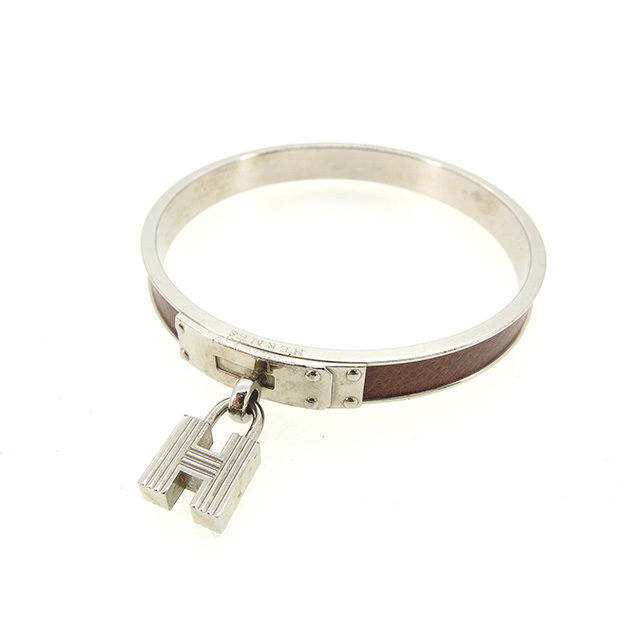 【30%OFFクーポン】エルメス バングル アクセサリー レディース ケリー ブラウン×シルバー 中古_画像1
