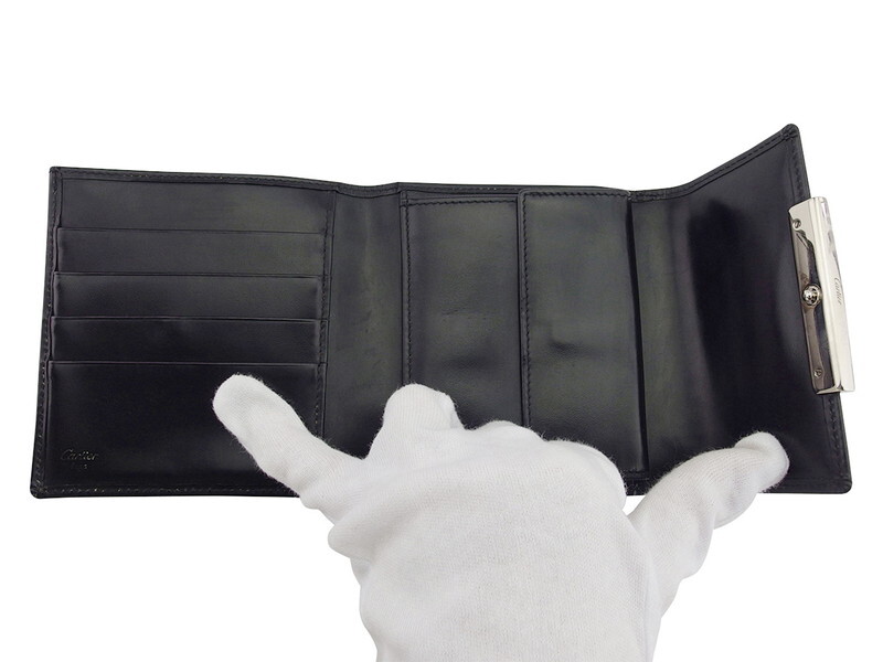 【30%OFFクーポン】カルティエ 三つ折り 財布 レディース メンズ ラブコレクション Cartier 中古_画像4