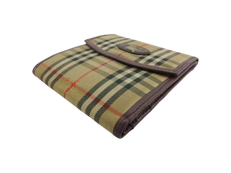 【ブラックフライデー30%OFFクーポン】バーバリー 三つ折り 財布 ミニ財布 レディース メンズ チェック BURBERRY 中古_画像2