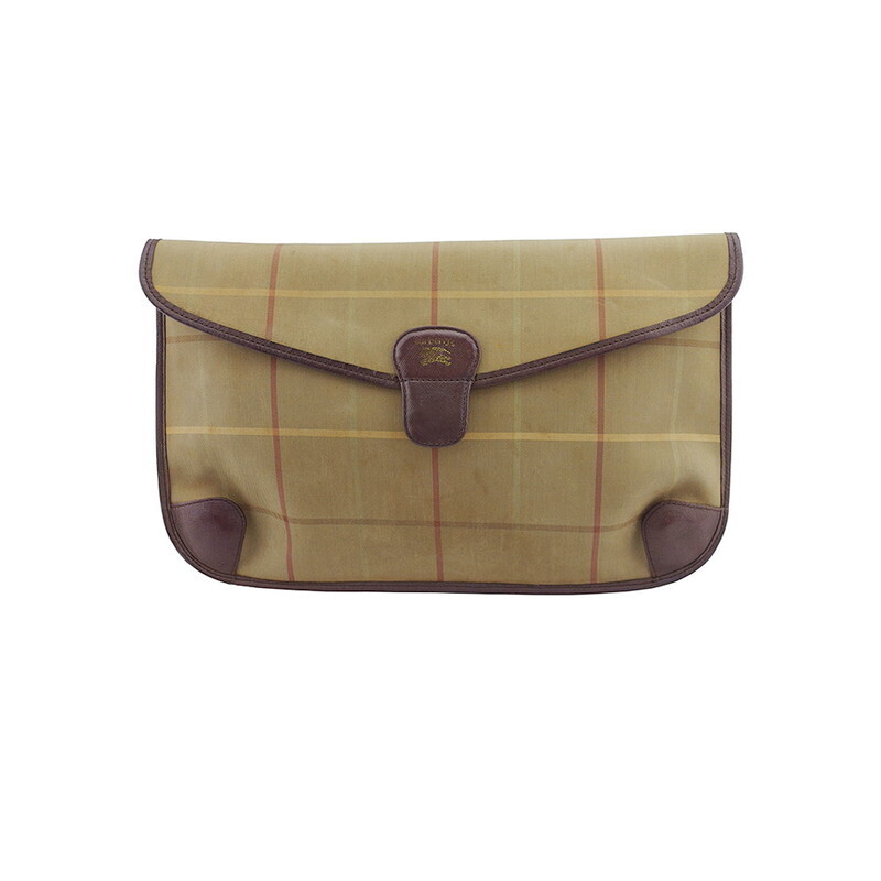 【ブラックフライデー30%OFFクーポン】バーバリー クラッチバッグ セカンド バッグ レディース メンズ チェック BURBERRY 中古_画像1