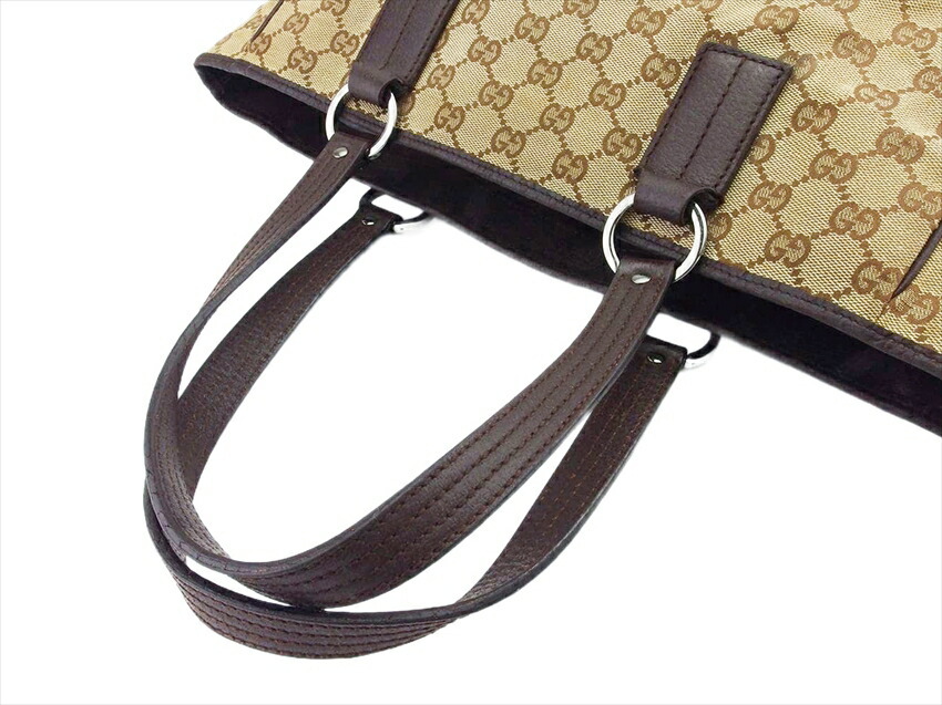 【ブラックフライデー30%OFFクーポン】グッチ GUCCI トートバッグ GG柄 GG柄 ベージュ×ブラウン レディース 中古_画像5