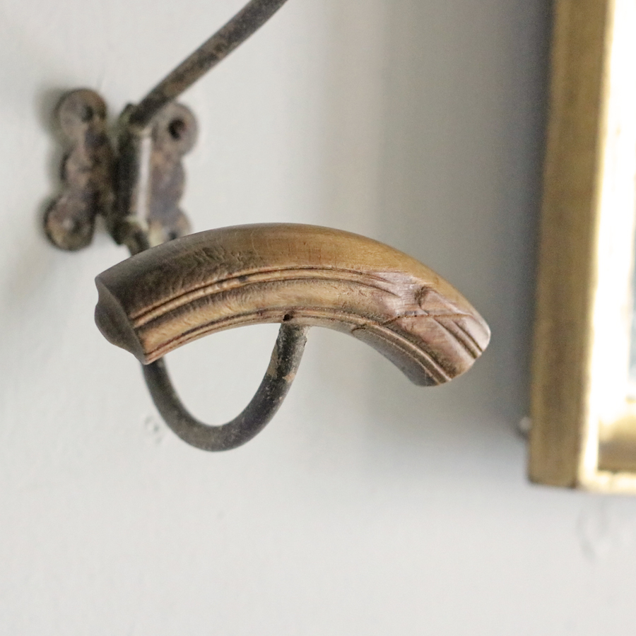 [鉄×木製 1920年 アトリエ ]フランス コートフック アールヌーボー コートハンガー アイアン フック ハンガー フランスアンティーク #A_画像7