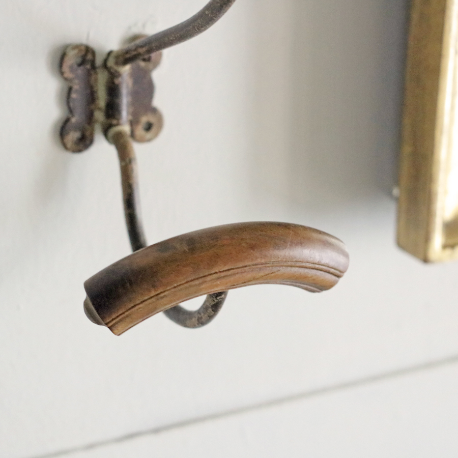 [鉄×木製 1920年 アトリエ ]フランス コートフック アールヌーボー 装飾 コートハンガー アイアン フック フランスアンティーク #C_画像6