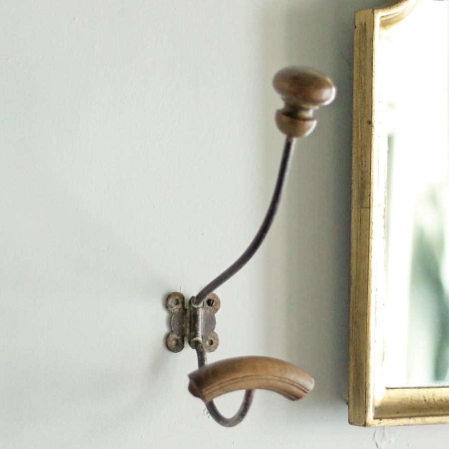 [鉄×木製 1920年 アトリエ ]フランス コートフック アールヌーボー 装飾 コートハンガー アイアン フック フランスアンティーク #E_画像9