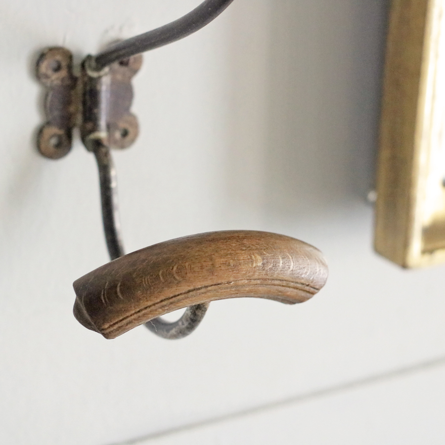 [鉄×木製 1920年 アトリエ ]フランス コートフック アールヌーボー 装飾 コートハンガー アイアン フック フランスアンティーク #E_画像6