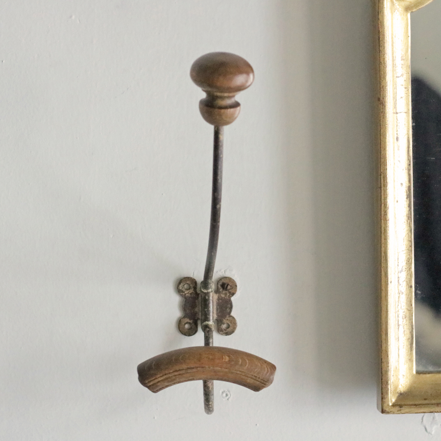 [鉄×木製 1920年 アトリエ ]フランス コートフック アールヌーボー 装飾 コートハンガー アイアン フック フランスアンティーク #E_画像8