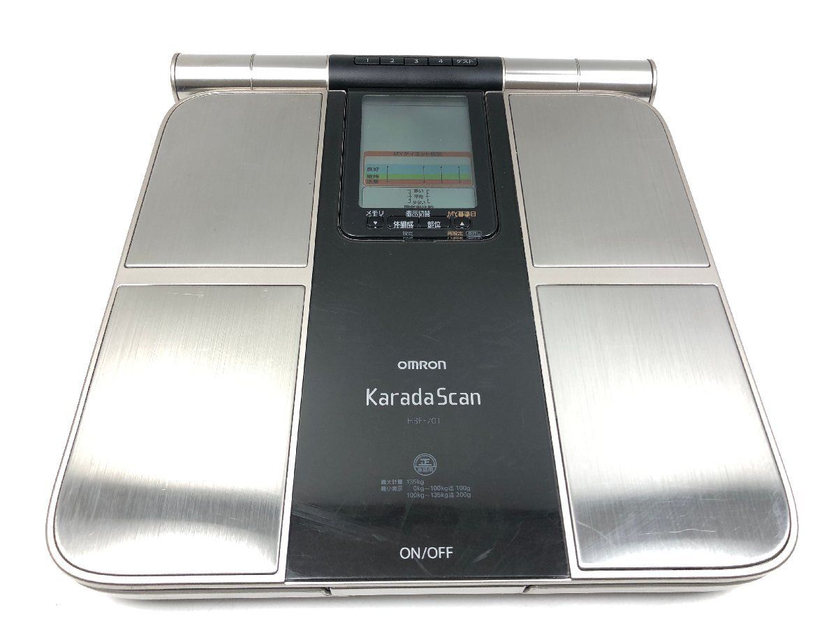 オムロン OMRON カラダスキャン 体重計 体脂肪計 体組成計 電池残量警告機能 ダイエット 健康管理 HBF-701 1円スタート 1円～ Y11026N_画像1