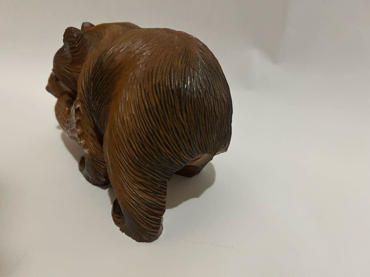 ・熊 置物 北海道 アイヌ 木彫り熊 洞爺湖 1977年 インテリア 民芸品_画像5