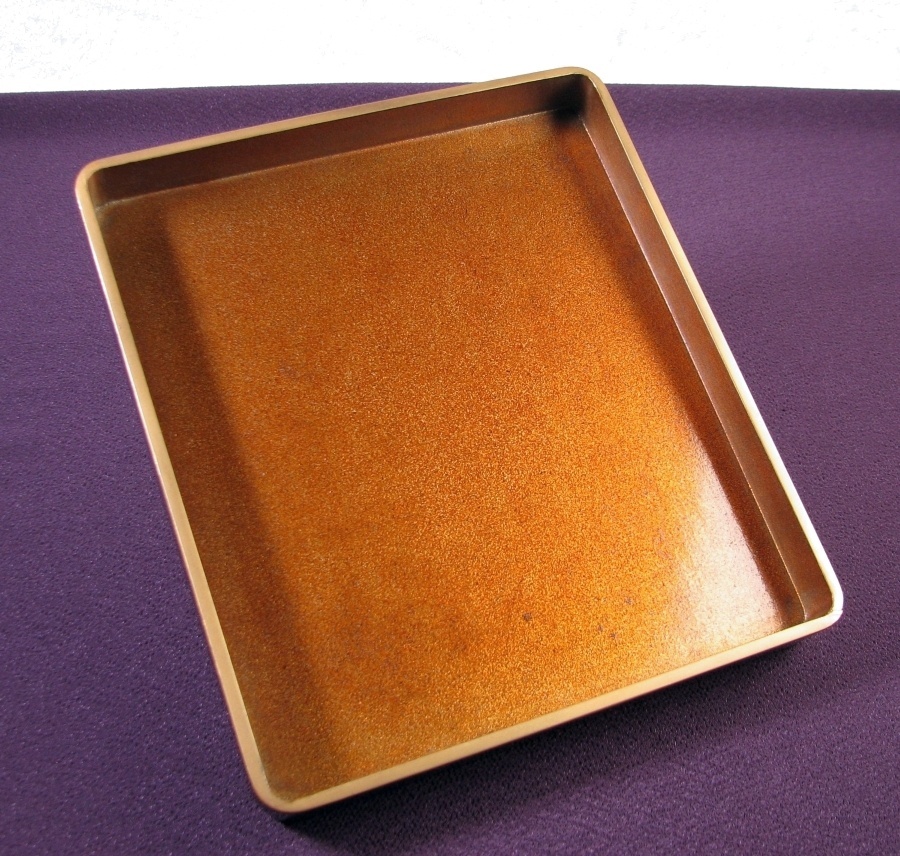 時代　硯箱　蒔絵鶴松文　家紋入　内総梨地　幅：24cm　桐箱入　明治～大正/25k011_画像5