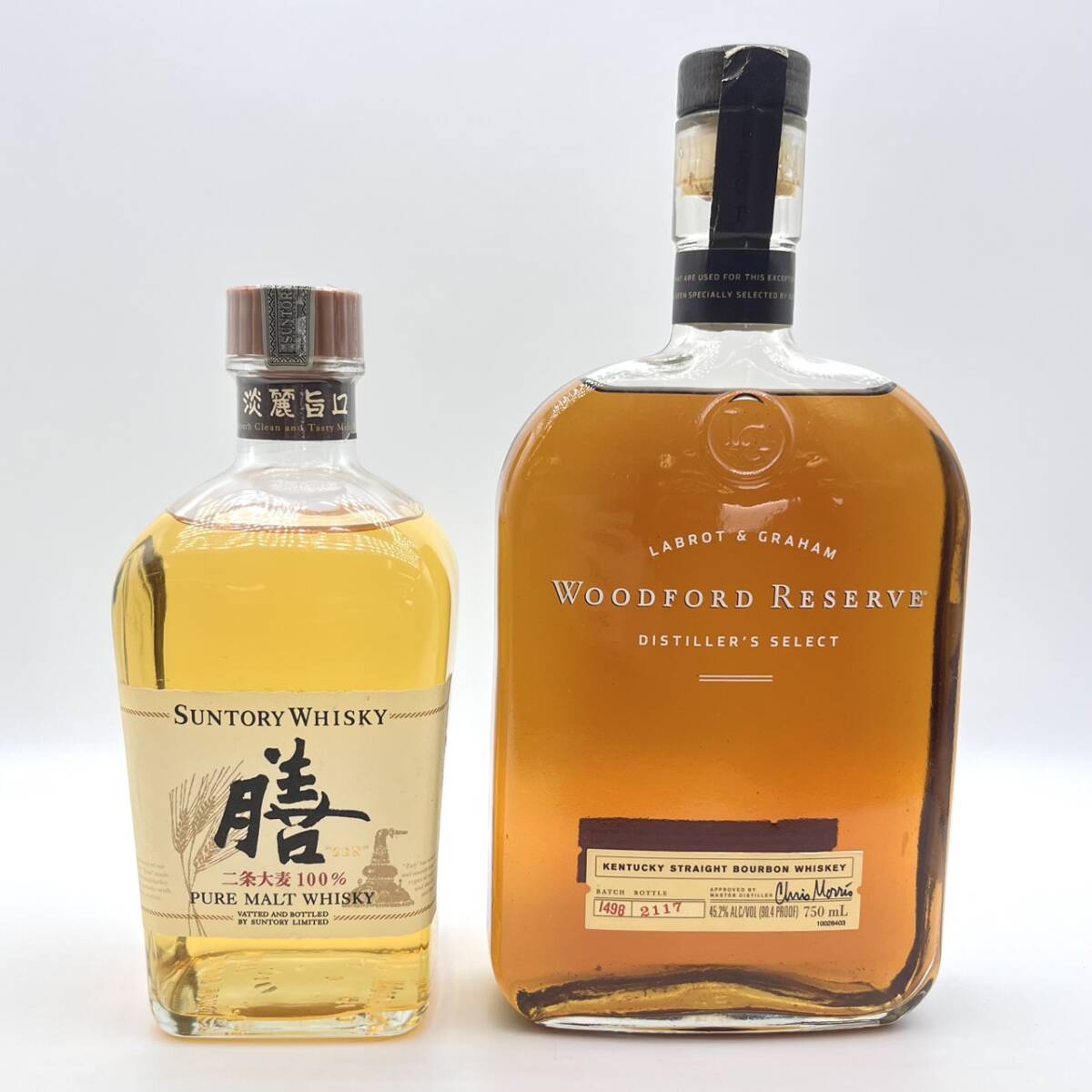 25仙/A012662-1/SA7000/Z121-708/【千葉県内のみ発送】酒 2本まとめ　膳 ZEN PURE MALT WHISKY/LABROT&GRAHAM WOODFORD RESERVE_画像1