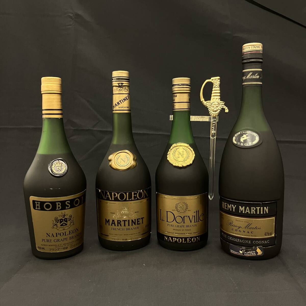 25名/A043139-6/AM3000/G121-113/ 酒4本まとめ HOBSO NAPOLEON PURE GRAPE BRANDY/MARTINET NAPOLEON FRENCH BRANDY/他_画像1