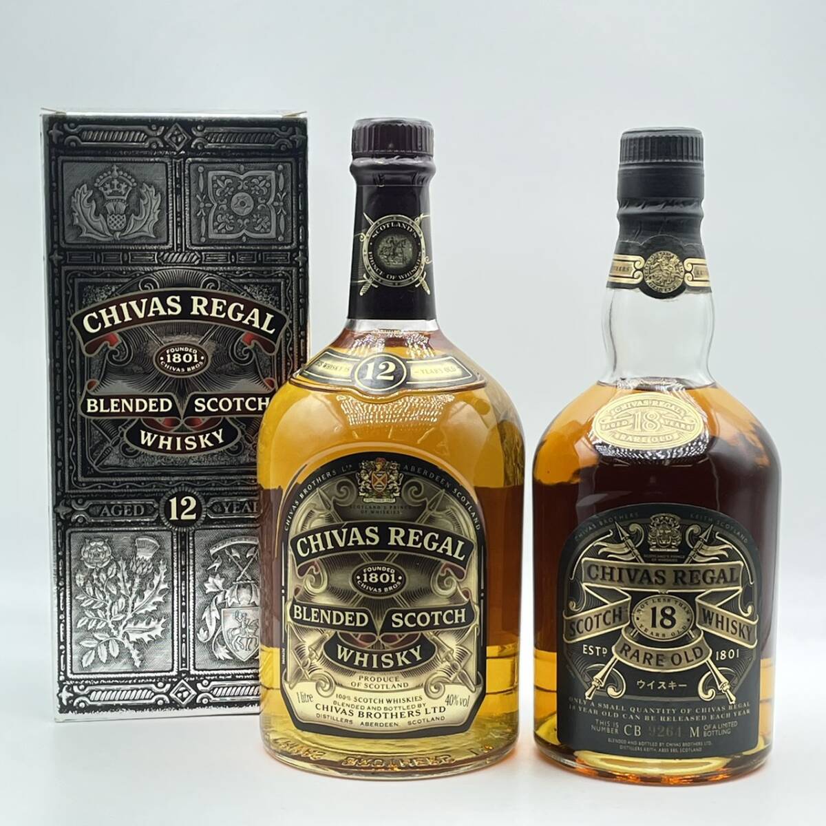 25名/A043139-4/AM4000/K121-404/ 酒2本まとめ CHIVAS REGAL 12年 箱付き/CHIVAS REGAL 18年 RARE OLD ※目減りあり_画像1
