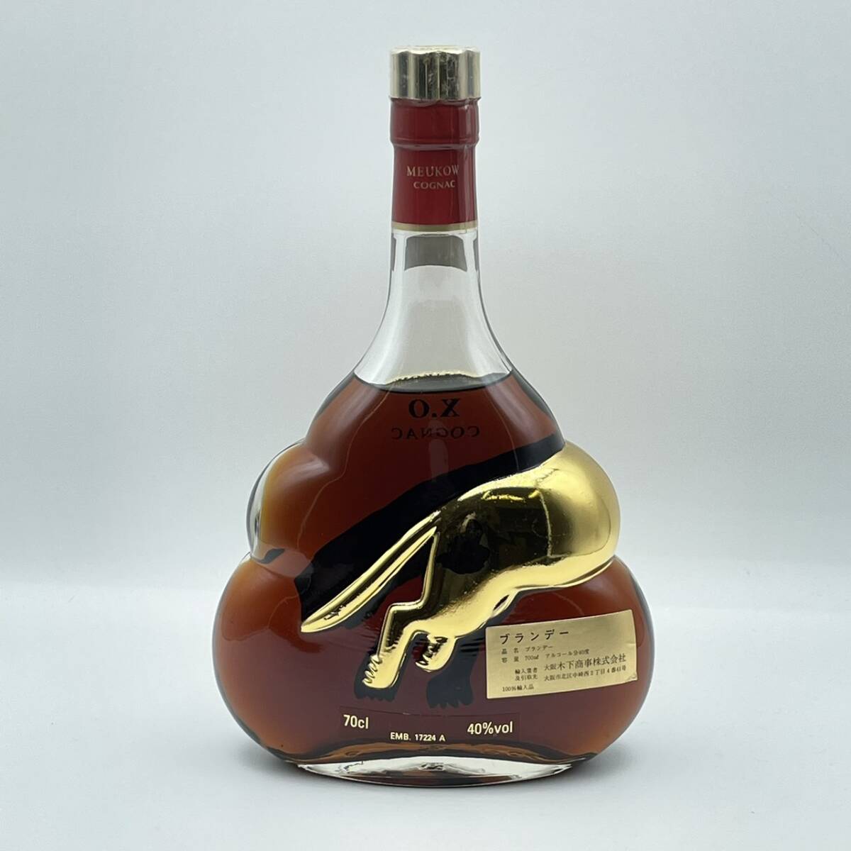 25浦/A028960-1/SY3000/K121-418 / 酒 MEUKOW ミュコー X.O COGNAC 40% 700ml_画像3