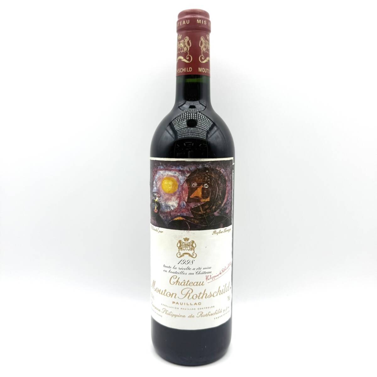 25博/A009538-1/OT20000/J121-318/ 酒　 果実酒　Chateau Mouton Rothschild 1998 シャトームートン　赤12.5% 750ml _画像1