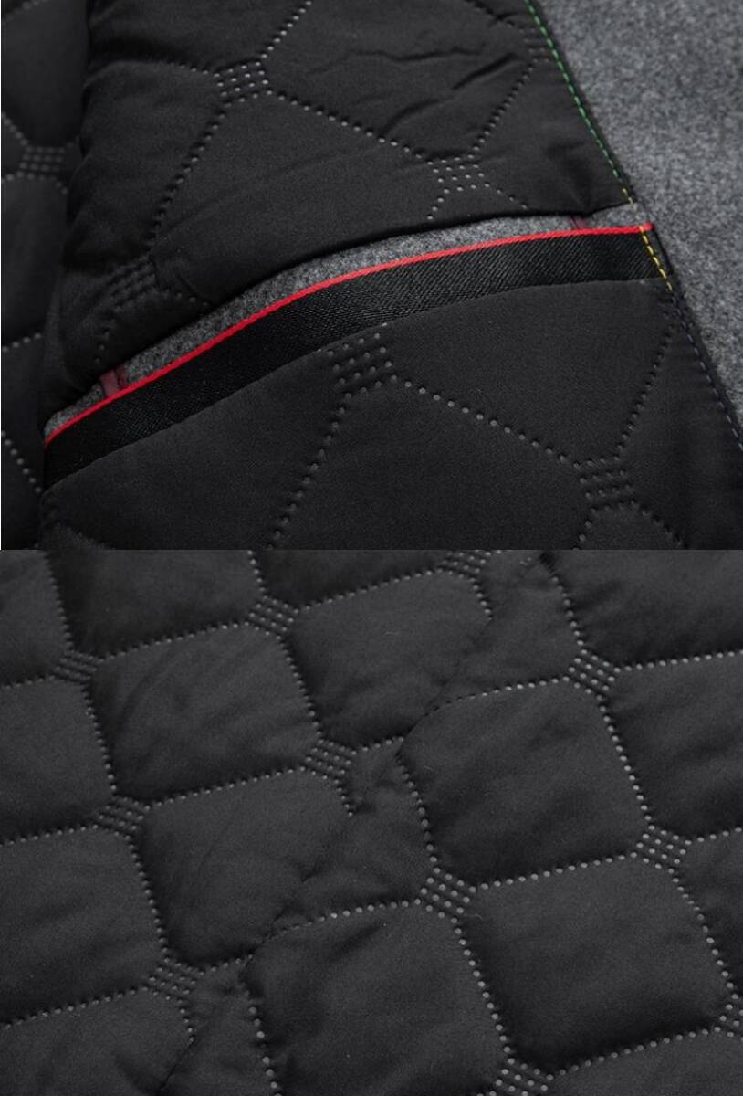 薄め中綿　テーラードジャケット　メンズ*新品　ウールジャケット　スーツジャケット ブレザー 秋服冬服紳士服【2910】グレー　L_画像6