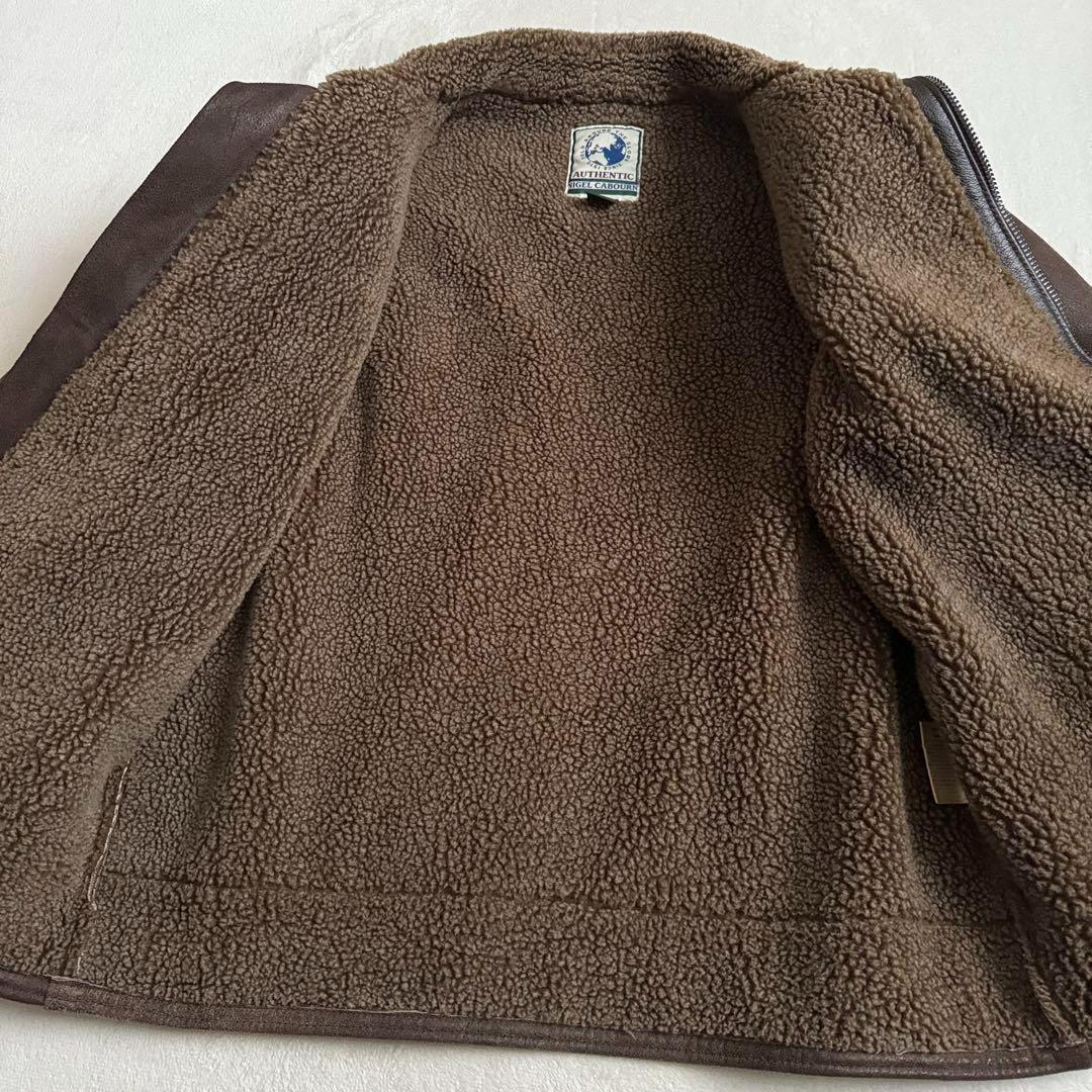 ナイジェルケーボン レザー フライトジャケット ブラウン 牛革 ビンテージ_画像9