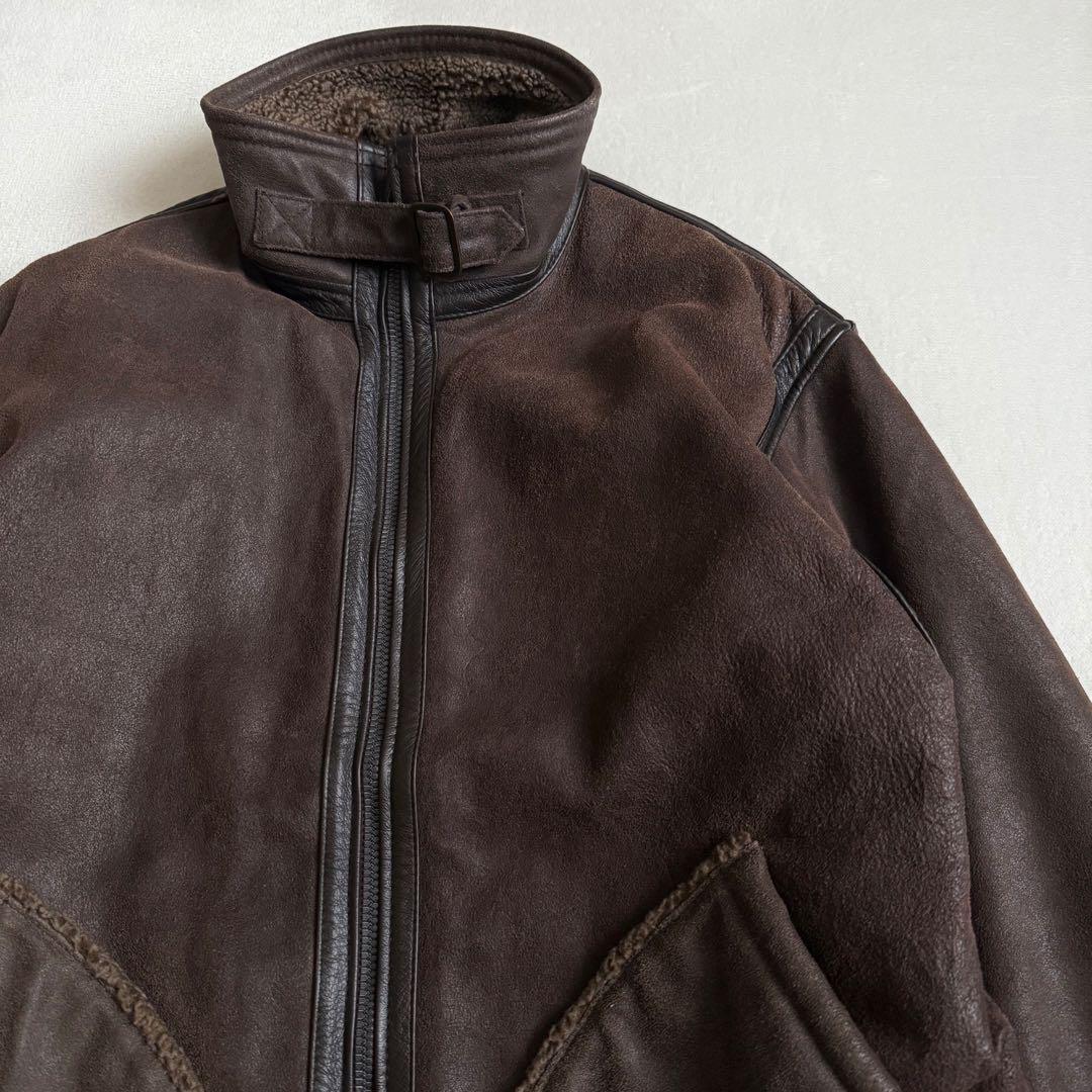 ナイジェルケーボン レザー フライトジャケット ブラウン 牛革 ビンテージ_画像2