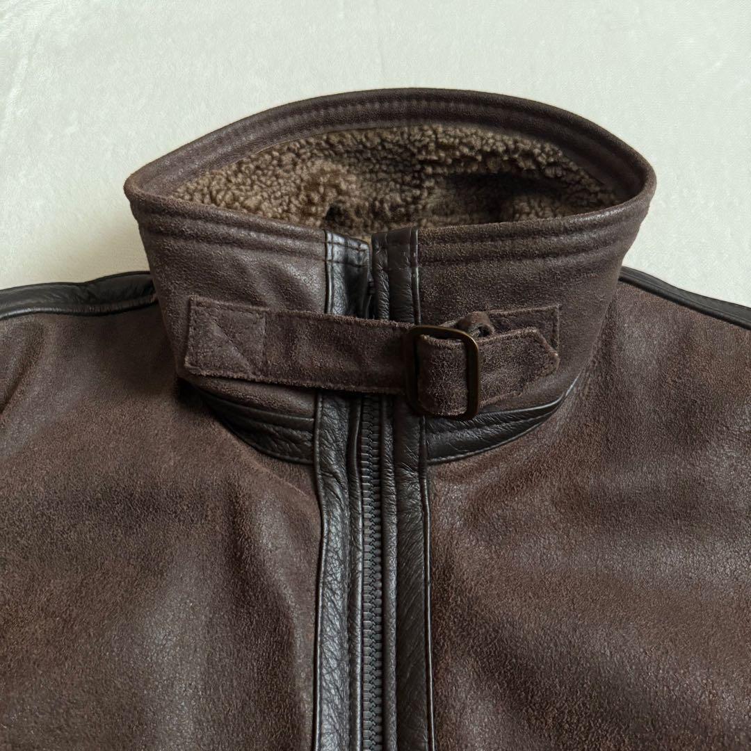 ナイジェルケーボン レザー フライトジャケット ブラウン 牛革 ビンテージ_画像5
