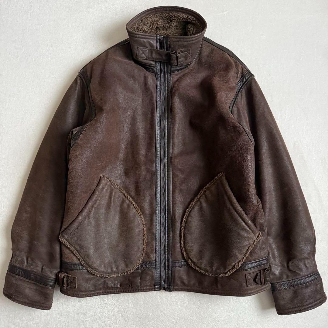 ナイジェルケーボン レザー フライトジャケット ブラウン 牛革 ビンテージ_画像1