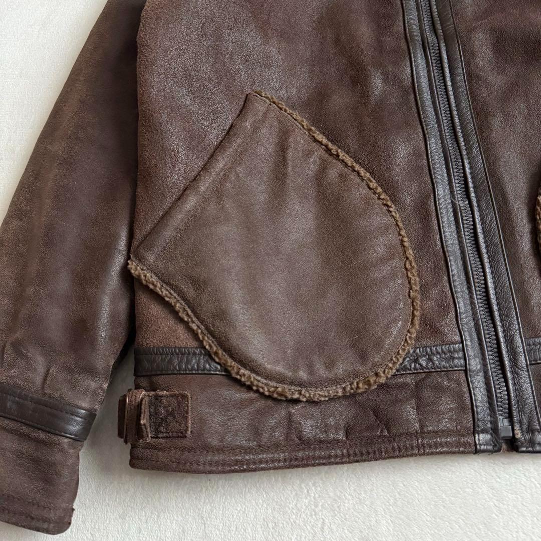 ナイジェルケーボン レザー フライトジャケット ブラウン 牛革 ビンテージ_画像3
