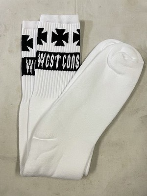 新品 WEST COAST CHOPPERS 靴下 ホワイト×ブラック サイズ27.5～28.5 ウエストコーストチョッパーズ 厚手の上質なソックスです WCC_画像1