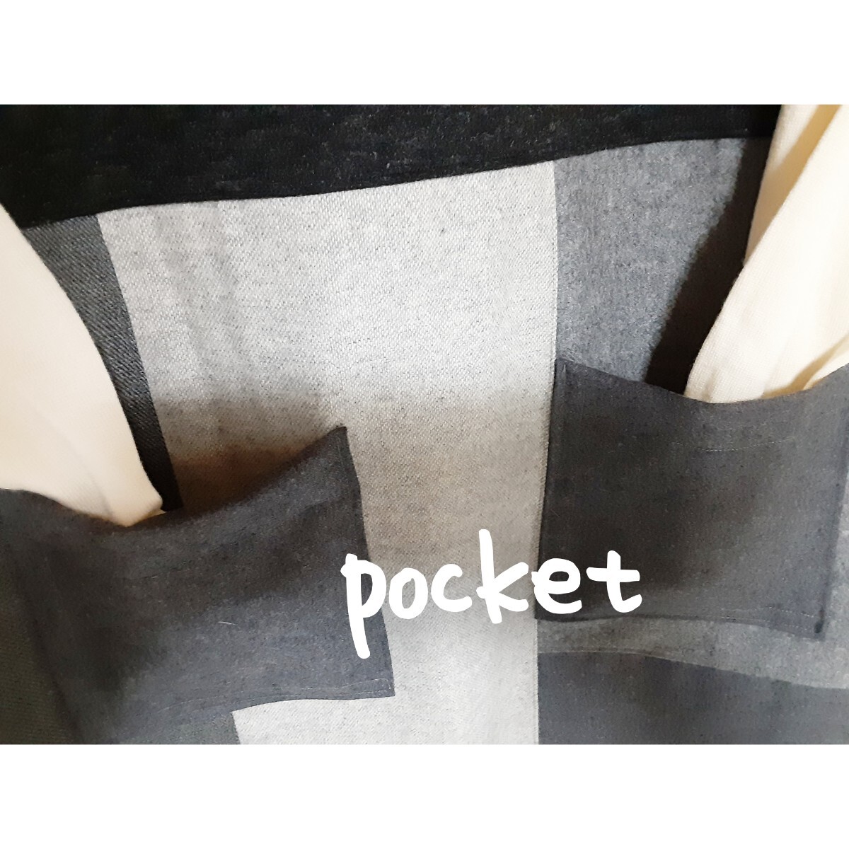 ハンドメイド　グレー系　パッチ Aライン　JSK_画像3