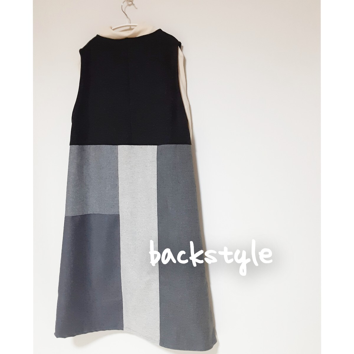 ハンドメイド　グレー系　パッチ Aライン　JSK_画像7