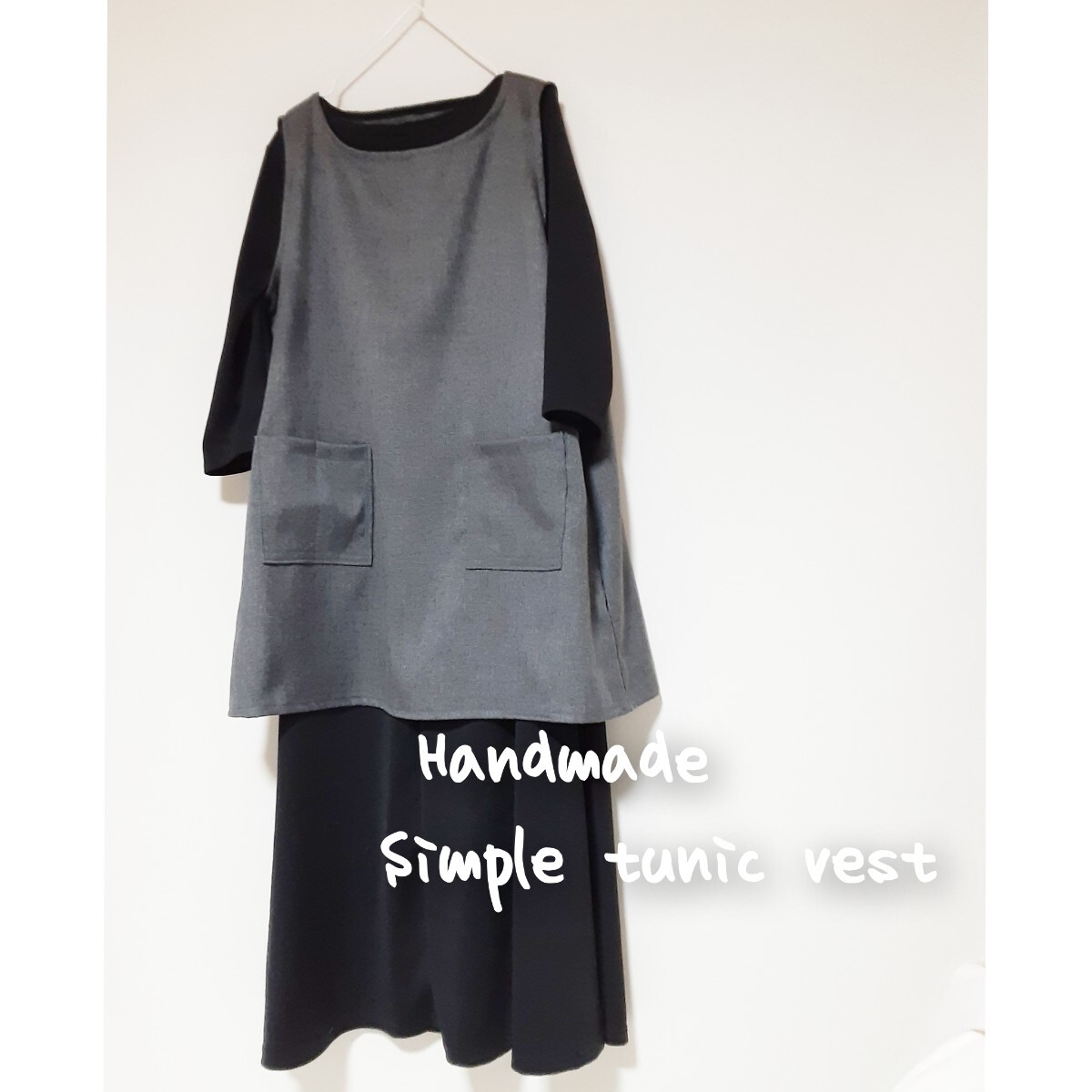 handmade 大きいsize　シンプル　チュニックベスト_画像1