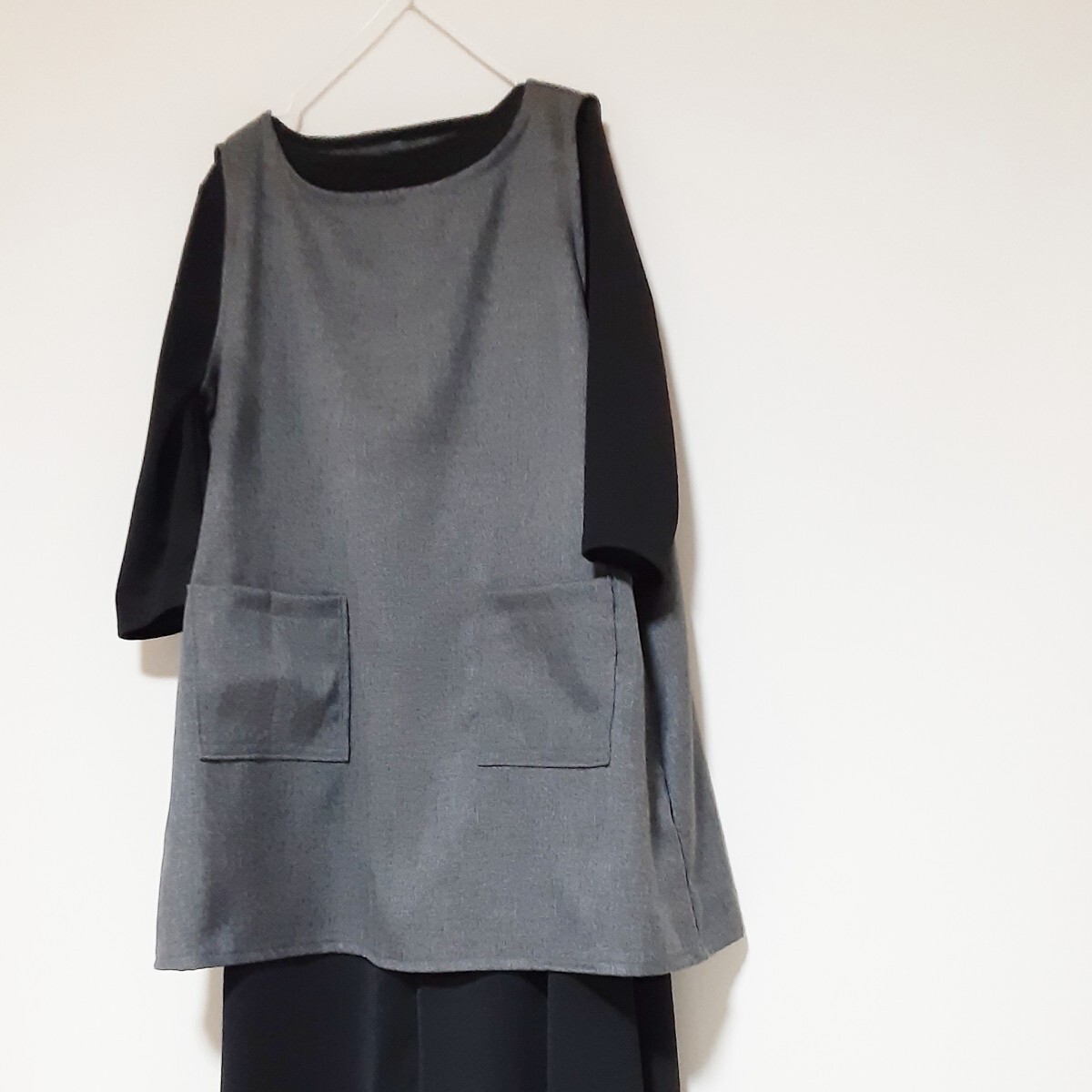 handmade 大きいsize　シンプル　チュニックベスト_画像2