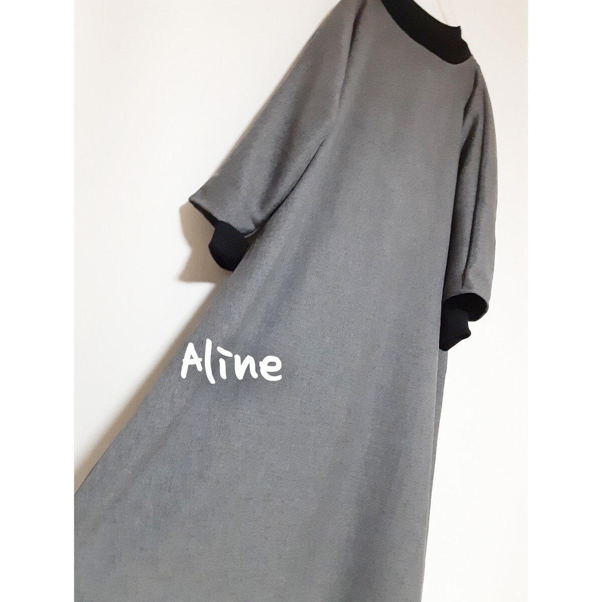 ハンドメイド　大きいsize　シンプル　Aラインワンピース　チャコールグレー_画像4