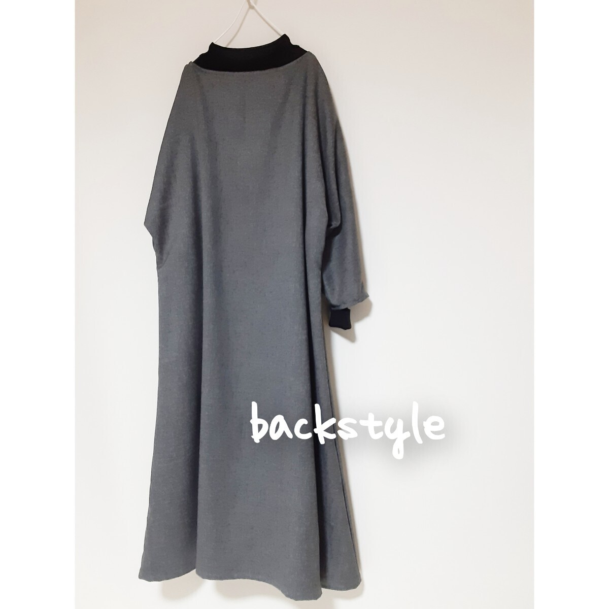 ハンドメイド　大きいsize　シンプル　Aラインワンピース　チャコールグレー_画像8