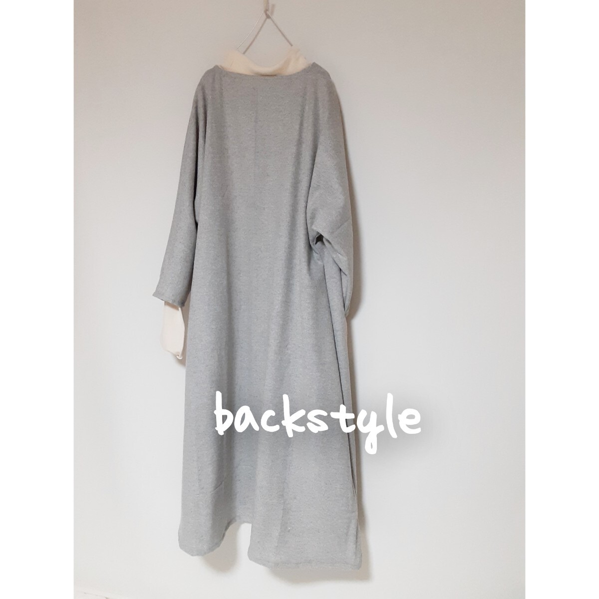 ハンドメイド　大きいsize　シンプル　Aラインワンピース　ライトグレー_画像6