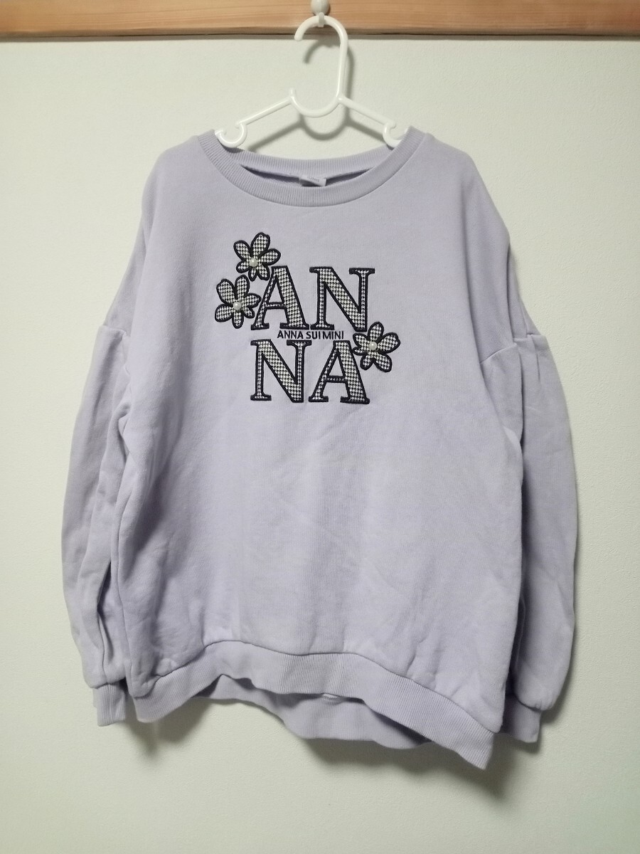【美品】ANNA SUI mini(アナスイ ミニ) フラワー 千鳥 ロゴ トレーナー 150_画像1