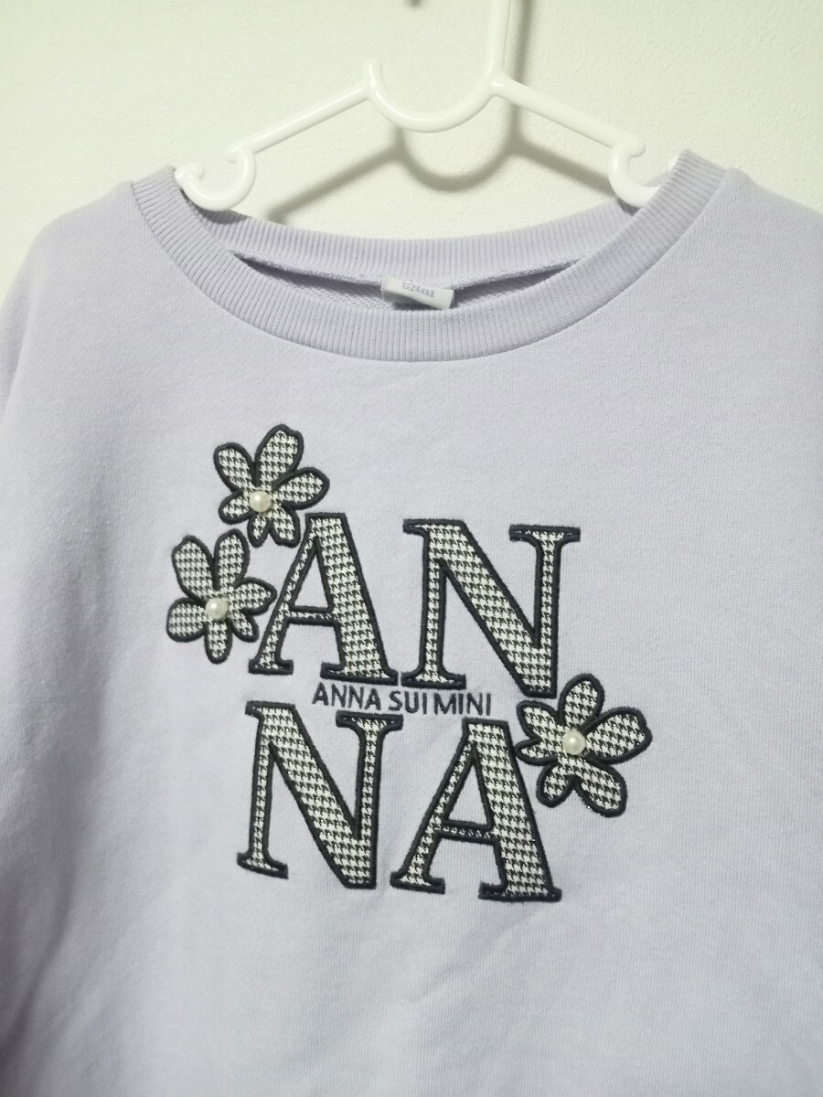 【美品】ANNA SUI mini(アナスイ ミニ) フラワー 千鳥 ロゴ トレーナー 150_画像3