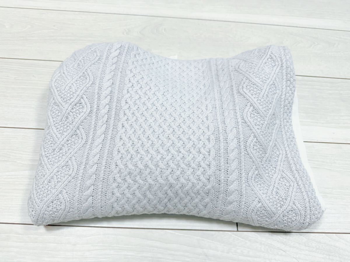 マーキュリーデュオ ケーブルニットワンピース アイスブルー Ｍ フリー 長袖 冬 MERCURYDUO 大人可愛い ガーリー系 ケーブル編み モコモコ_画像7